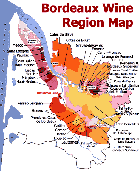 Bordeaux Wine Region Map